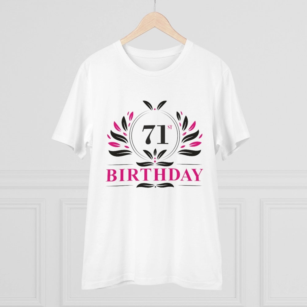 Generic Men's PC Cotton 71st Birthday Printed T Shirt (Color: White, Thread Count: 180GSM) - Image 3