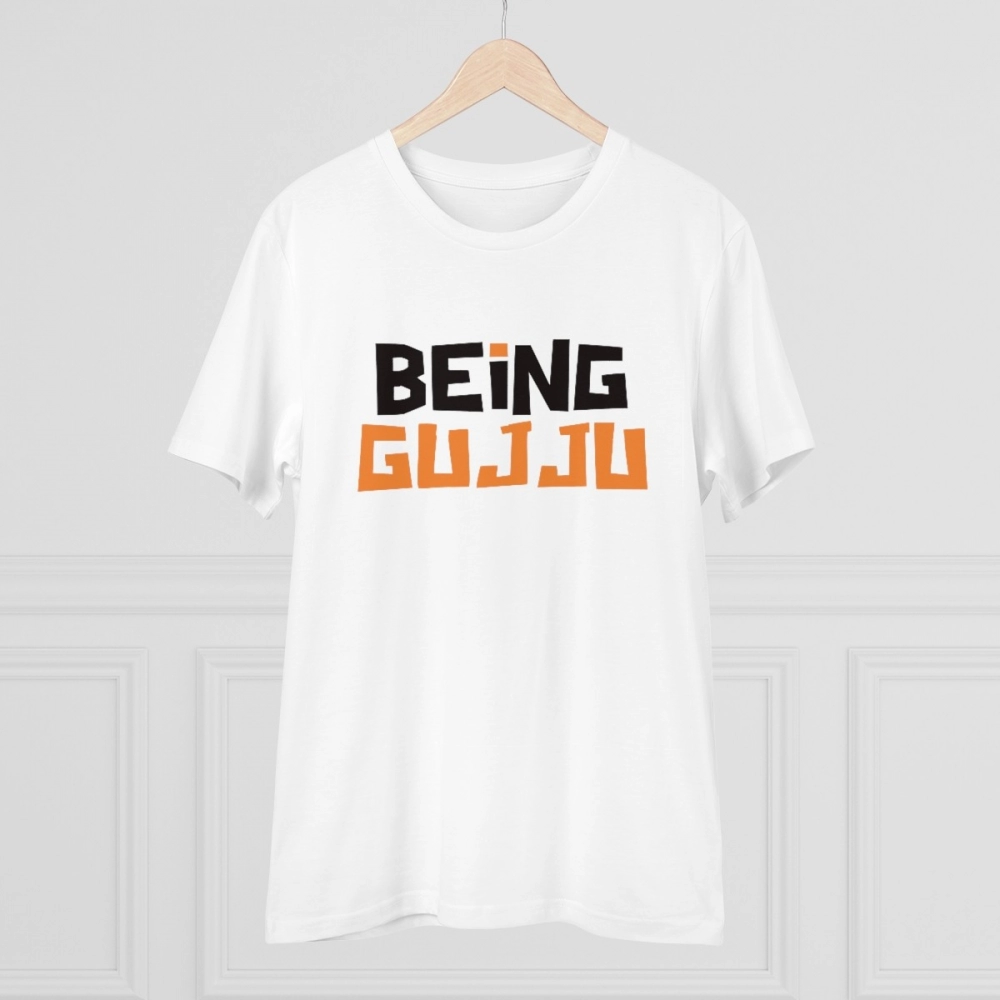 Generic Men's PC Cotton Being Gujju Printed T Shirt (Color: White, Thread Count: 180GSM) - Image 3