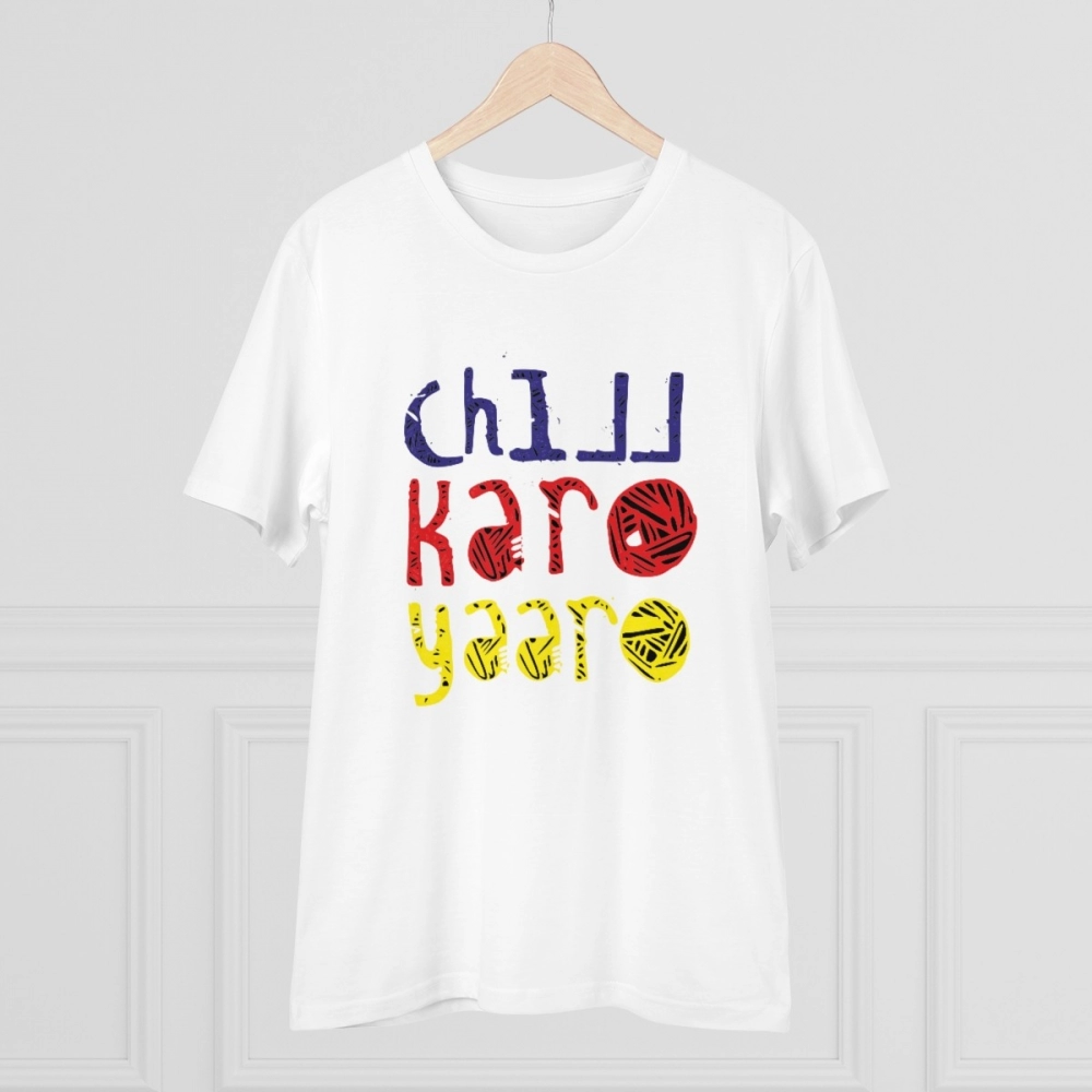 Generic Men's PC Cotton Chil Karo Yaar Printed T Shirt (Color: White, Thread Count: 180GSM) - Image 3