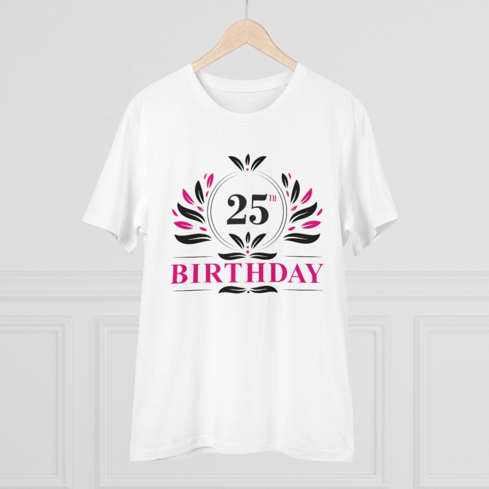 Generic Men's PC Cotton 25th Birthday Printed T Shirt (Color: White, Thread Count: 180GSM) - Image 3