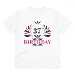 Generic Men's PC Cotton 37th Birthday Printed T Shirt (Color: White, Thread Count: 180GSM)