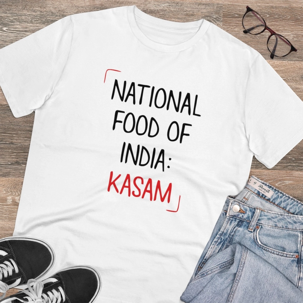 Generic Men's PC Cotton India Kasam Printed T Shirt (Color: White, Thread Count: 180GSM) - Image 4