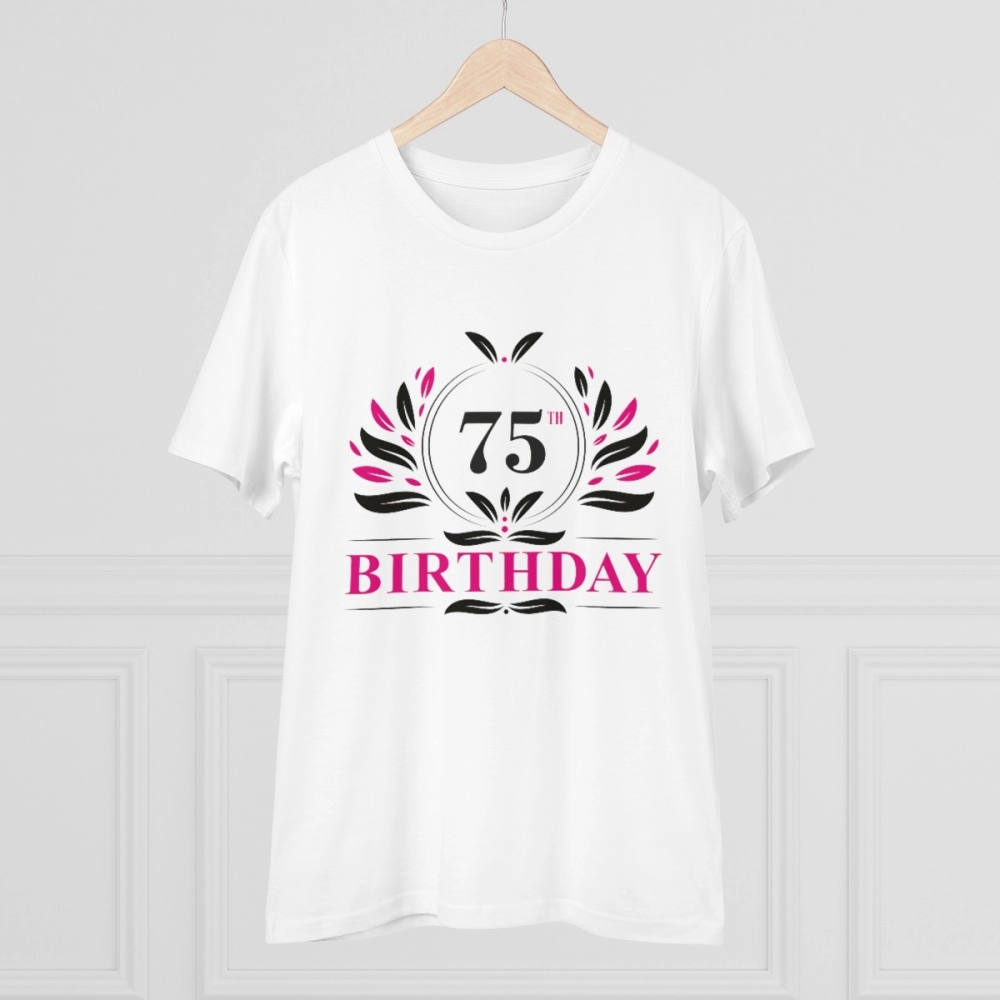 Generic Men's PC Cotton 75th Birthday Printed T Shirt (Color: White, Thread Count: 180GSM) - Image 3