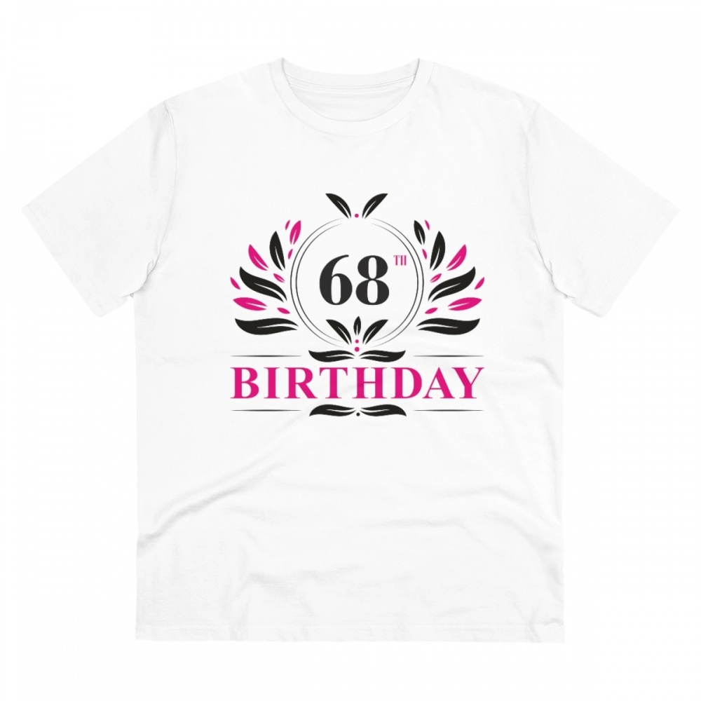 Generic Men's PC Cotton 68th Birthday Printed T Shirt (Color: White, Thread Count: 180GSM)