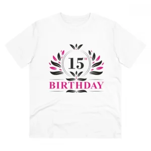 Generic Men's PC Cotton 15th Birthday Printed T Shirt (Color: White, Thread Count: 180GSM)