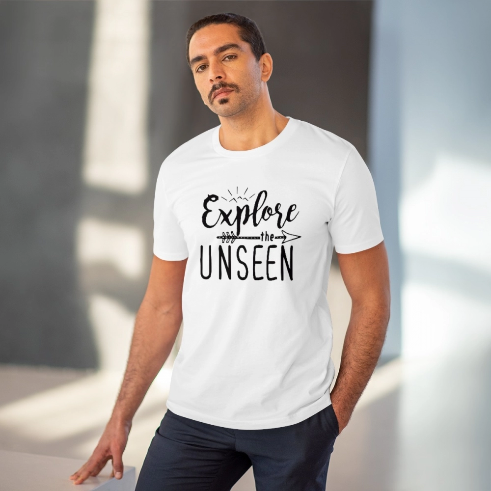 Generic Men's PC Cotton Explore The Unseen Printed T Shirt (Color: White, Thread Count: 180GSM) - Image 6
