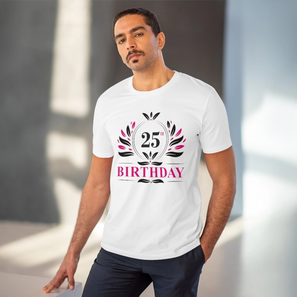 Generic Men's PC Cotton 25th Birthday Printed T Shirt (Color: White, Thread Count: 180GSM) - Image 6
