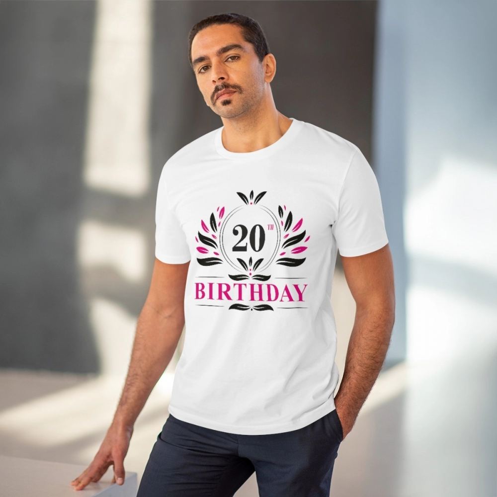 Generic Men's PC Cotton 20th Birthday Printed T Shirt (Color: White, Thread Count: 180GSM) - Image 6