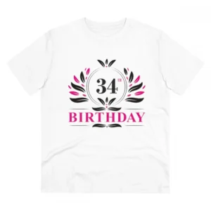 Generic Men's PC Cotton 34th Birthday Printed T Shirt (Color: White, Thread Count: 180GSM)