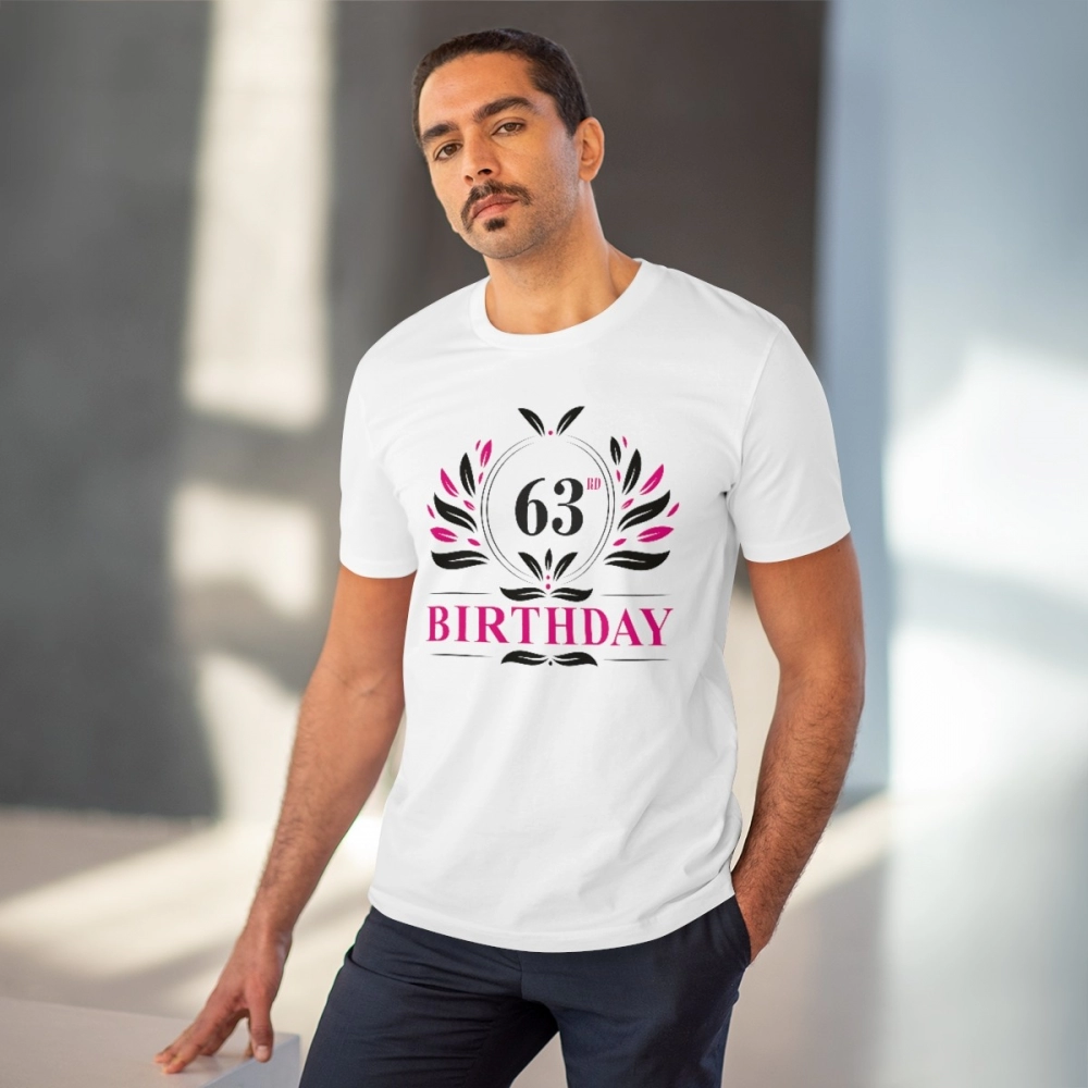 Generic Men's PC Cotton 63rd Birthday Printed T Shirt (Color: White, Thread Count: 180GSM) - Image 6