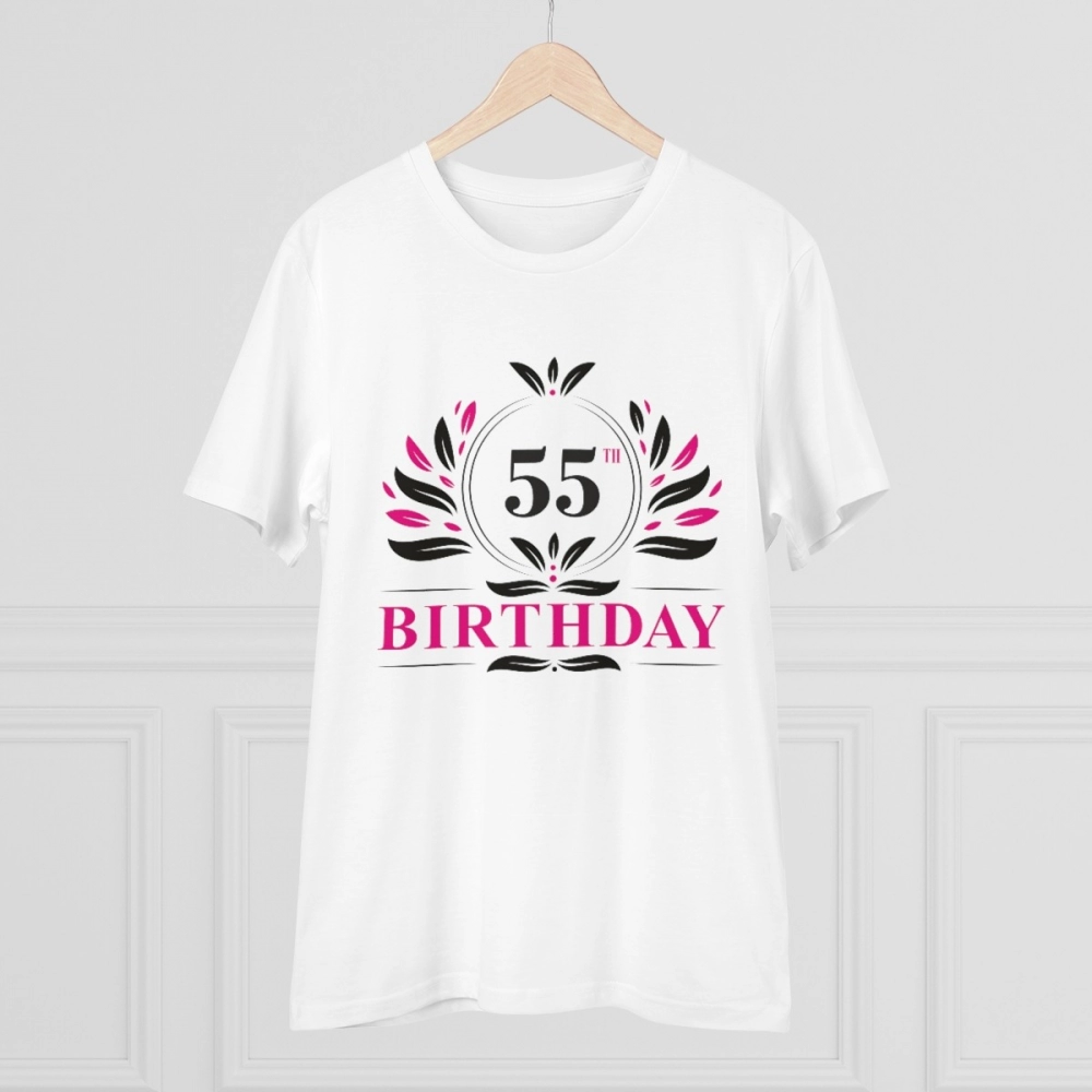 Generic Men's PC Cotton 55th Birthday Printed T Shirt (Color: White, Thread Count: 180GSM) - Image 3