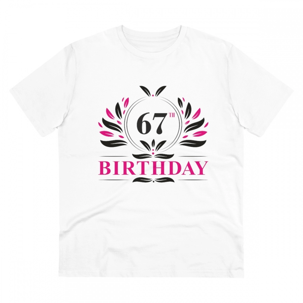 Generic Men's PC Cotton 67th Birthday Printed T Shirt (Color: White, Thread Count: 180GSM)
