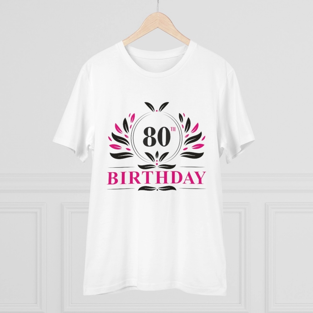 Generic Men's PC Cotton 80th Birthday Printed T Shirt (Color: White, Thread Count: 180GSM) - Image 3