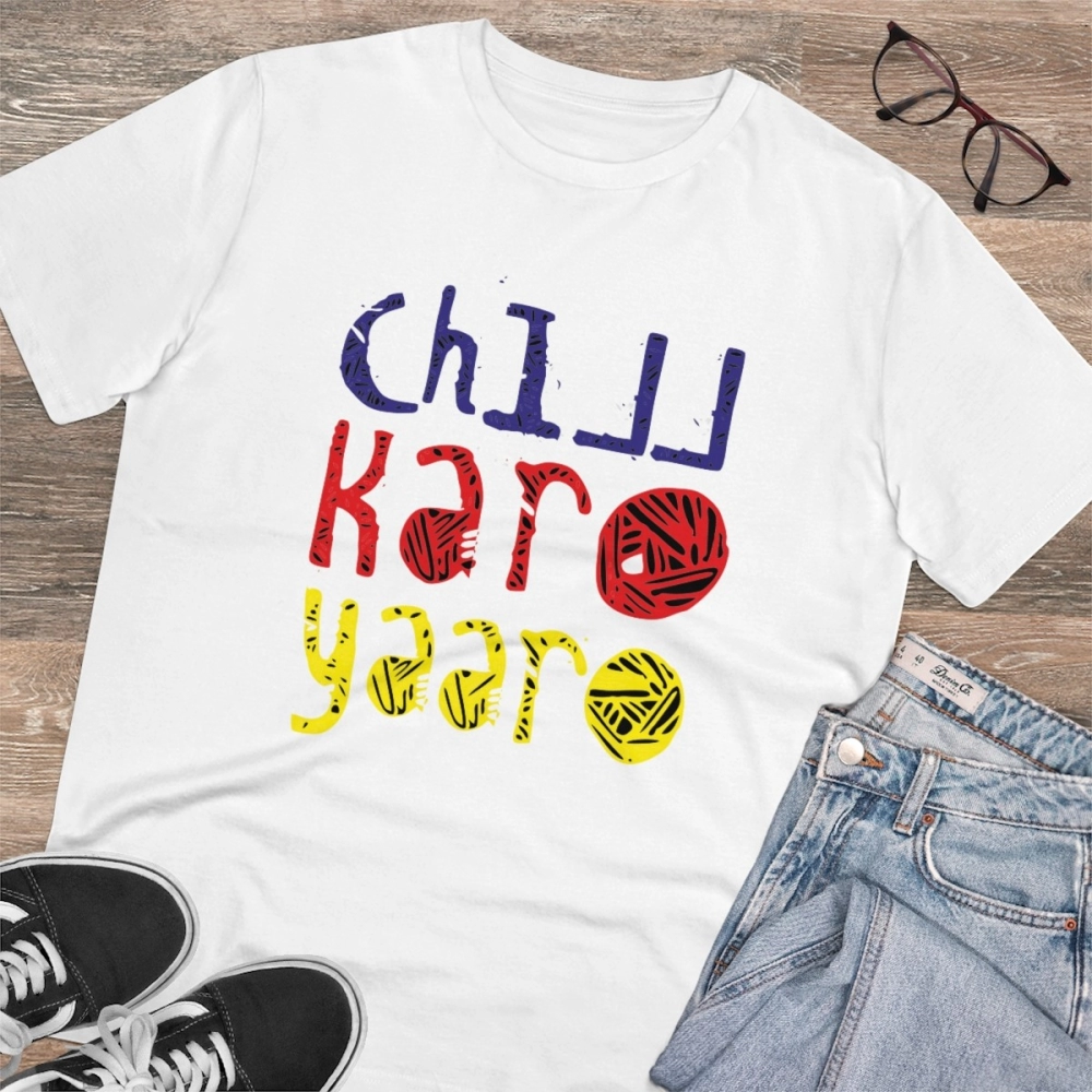 Generic Men's PC Cotton Chil Karo Yaar Printed T Shirt (Color: White, Thread Count: 180GSM) - Image 4