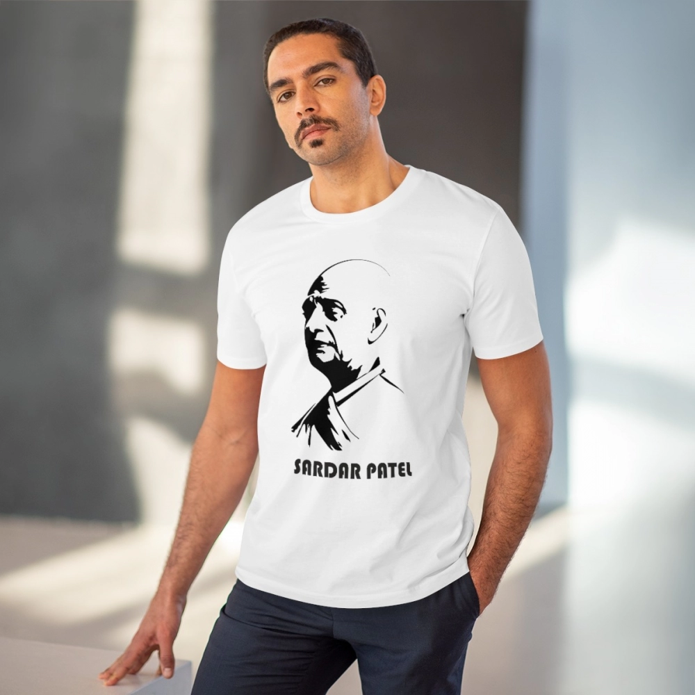 Generic Men's PC Cotton Sardar Patel Printed T Shirt (Color: White, Thread Count: 180GSM) - Image 6