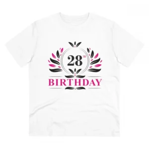 Generic Men's PC Cotton 28th Birthday Printed T Shirt (Color: White, Thread Count: 180GSM)