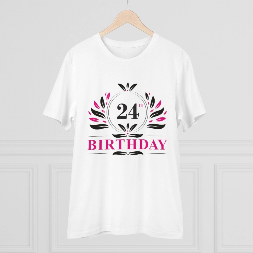 Generic Men's PC Cotton 24th Birthday Printed T Shirt (Color: White, Thread Count: 180GSM) - Image 3