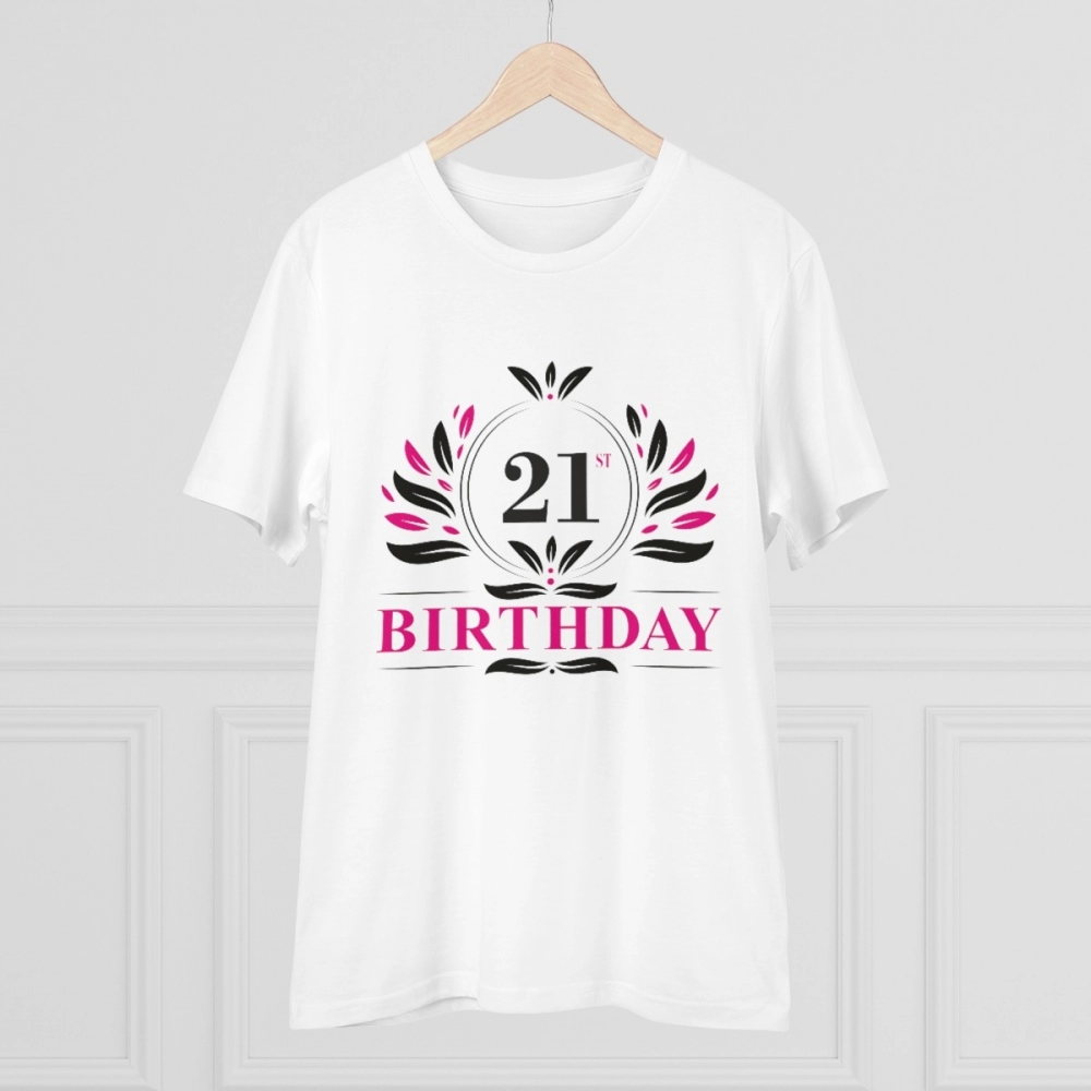 Generic Men's PC Cotton 21st Birthday Printed T Shirt (Color: White, Thread Count: 180GSM) - Image 3