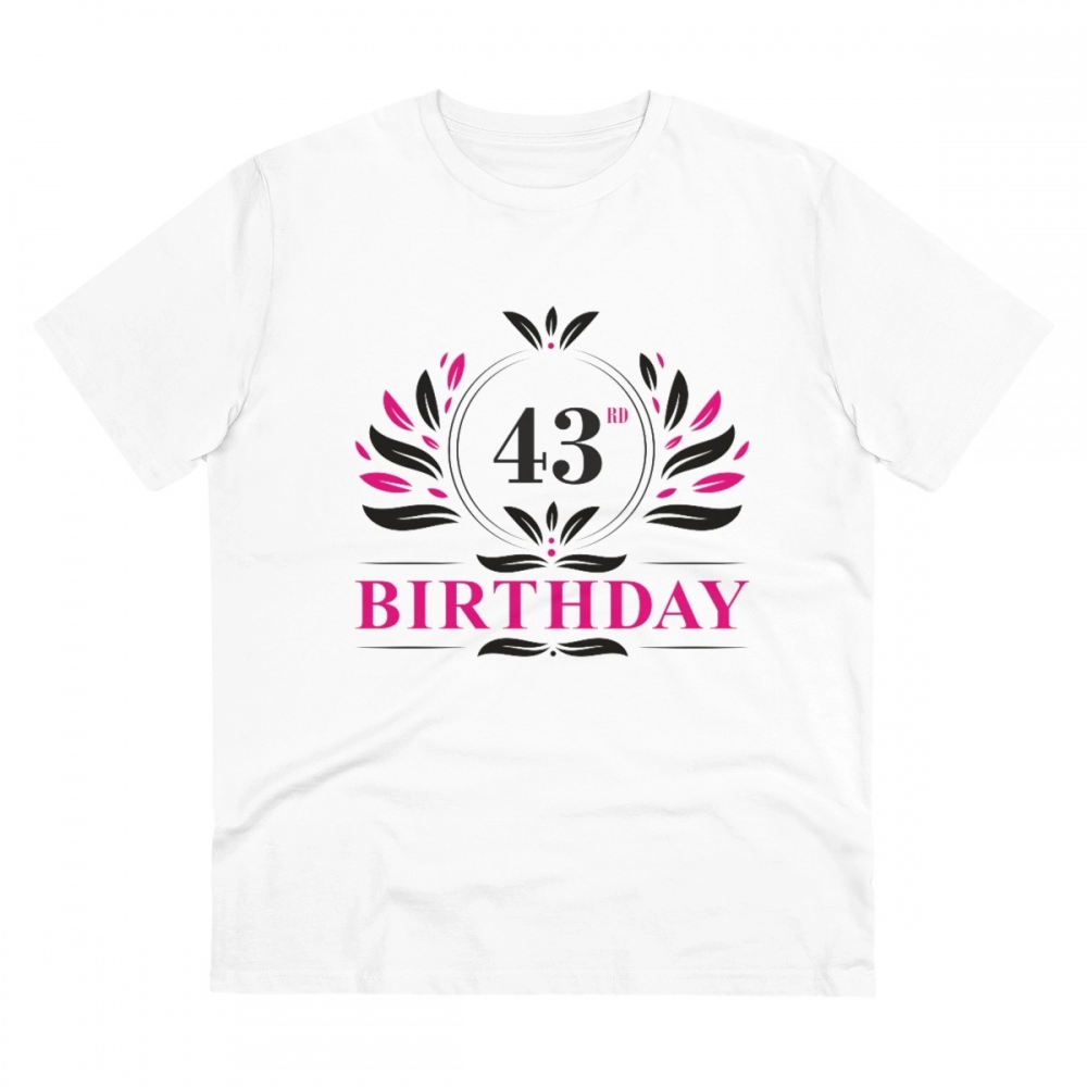 Generic Men's PC Cotton 43rd Birthday Printed T Shirt (Color: White, Thread Count: 180GSM)