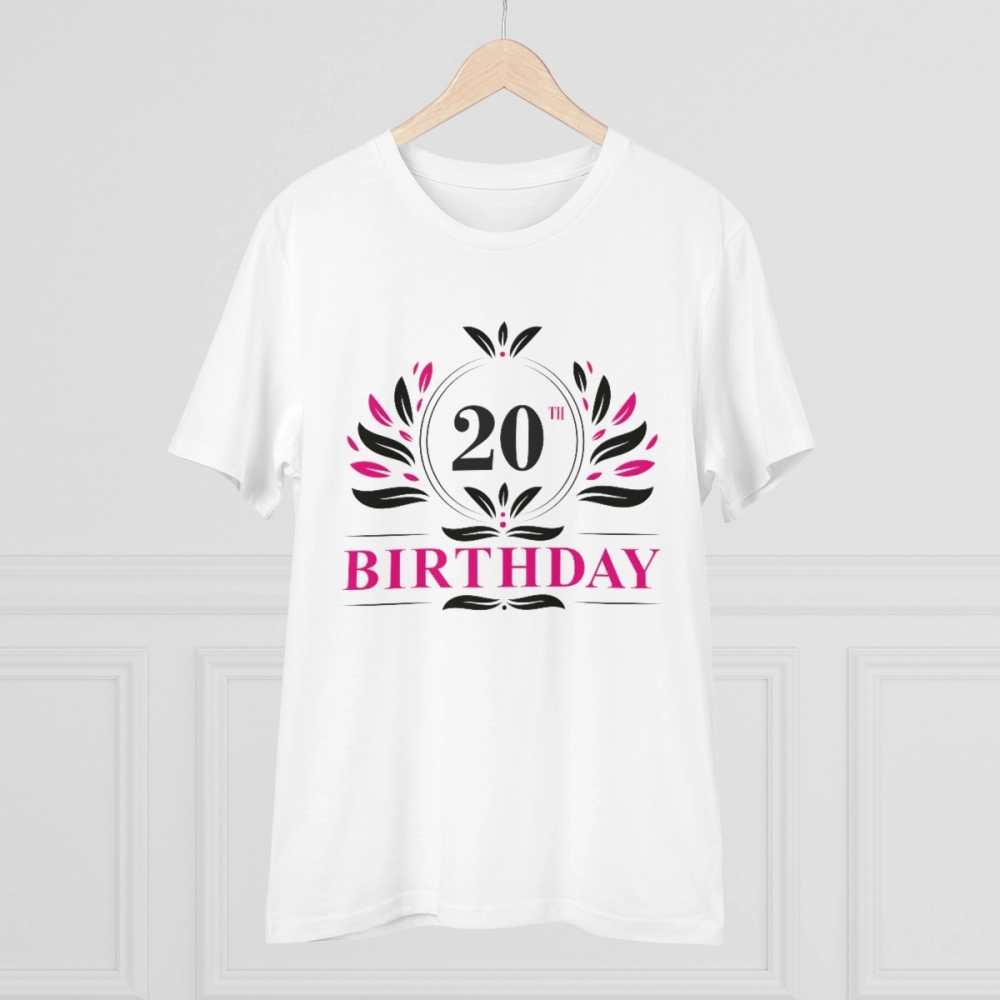 Generic Men's PC Cotton 20th Birthday Printed T Shirt (Color: White, Thread Count: 180GSM) - Image 3