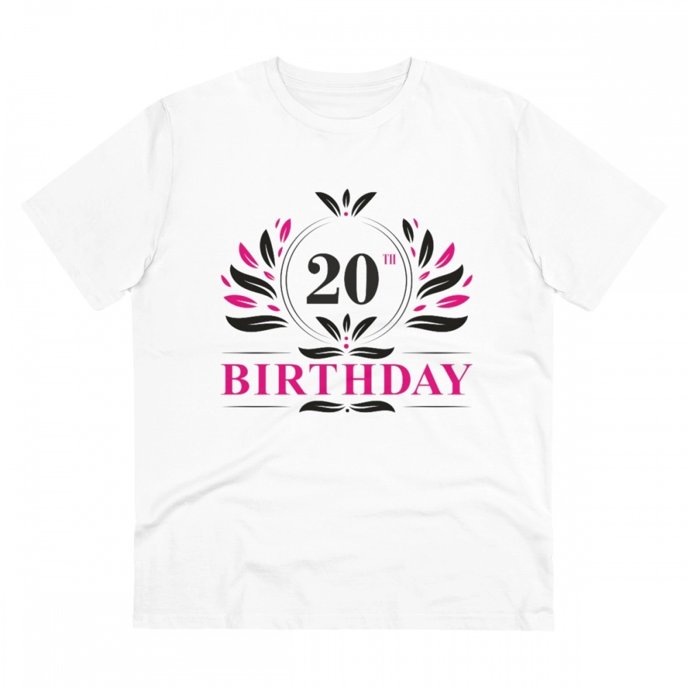 Generic Men's PC Cotton 20th Birthday Printed T Shirt (Color: White, Thread Count: 180GSM)