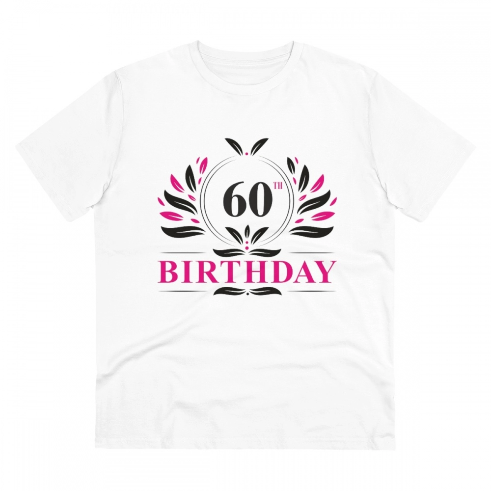 Generic Men's PC Cotton 60th Birthday Printed T Shirt (Color: White, Thread Count: 180GSM)