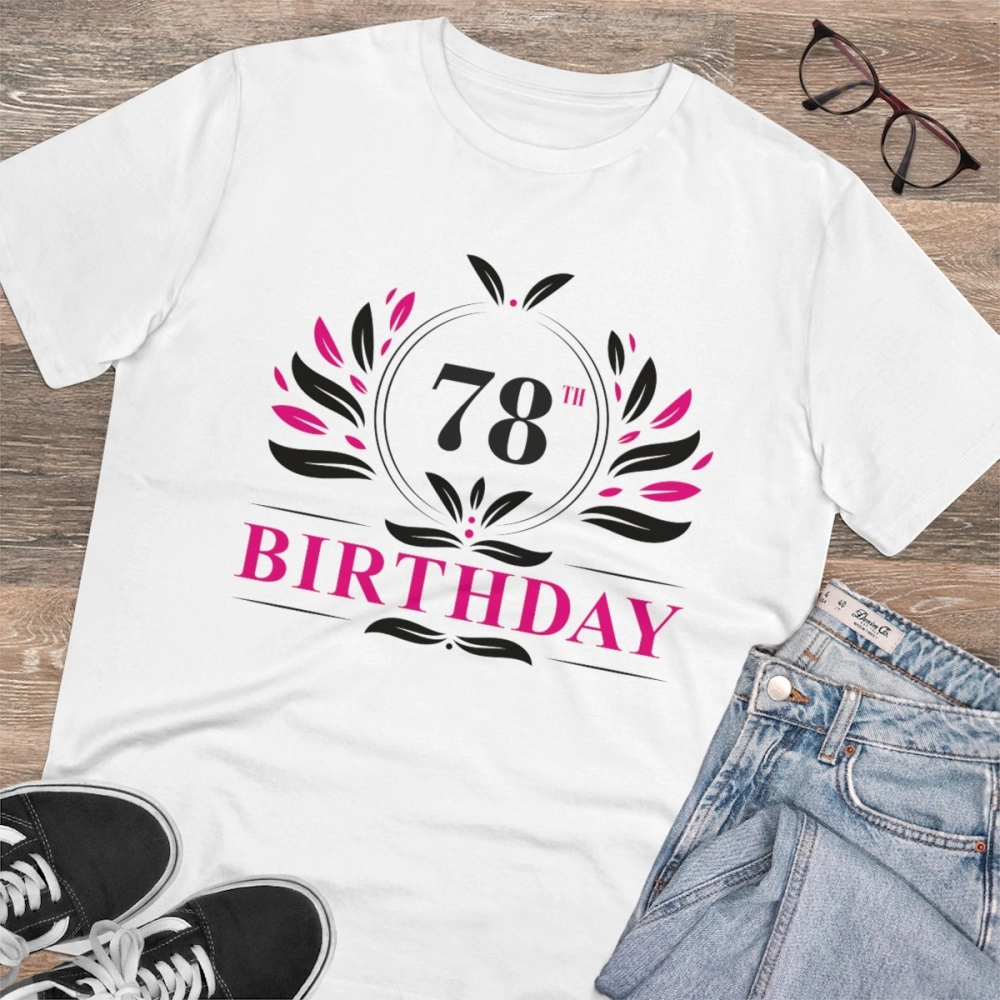 Generic Men's PC Cotton 78th Birthday Printed T Shirt (Color: White, Thread Count: 180GSM) - Image 4
