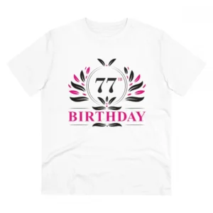Generic Men's PC Cotton 77th Birthday Printed T Shirt (Color: White, Thread Count: 180GSM)