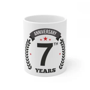 Generic Ceramic 7th Anniversary Printed Coffee Mug (Color: White, Capacity:330ml)