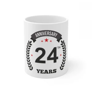 Generic Ceramic 24th Anniversary Printed Coffee Mug (Color: White, Capacity:330ml)