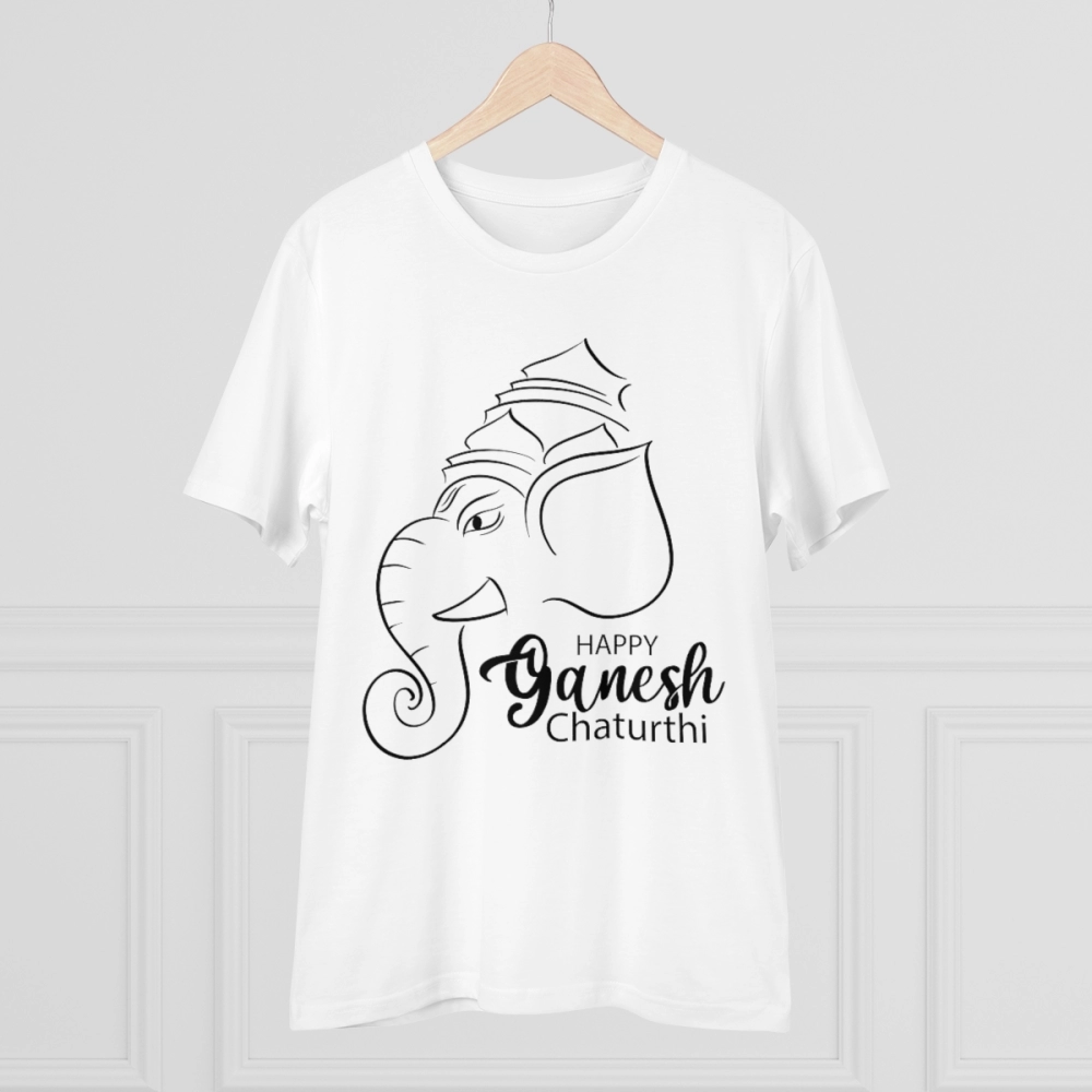Generic Men's PC Cotton Ganesh Printed T Shirt (Color: White, Thread Count: 180GSM) - Image 2