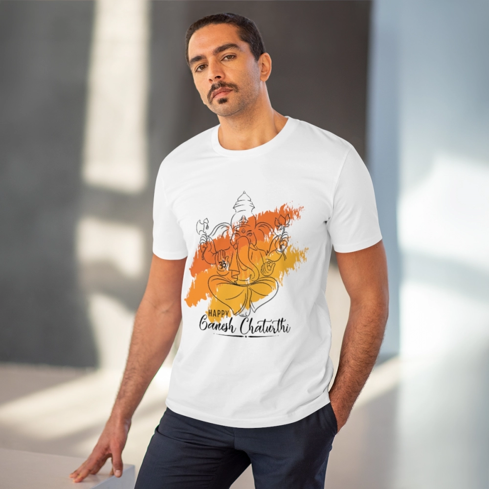 Generic Men's PC Cotton Ganesh Printed T Shirt (Color: White, Thread Count: 180GSM) - Image 5
