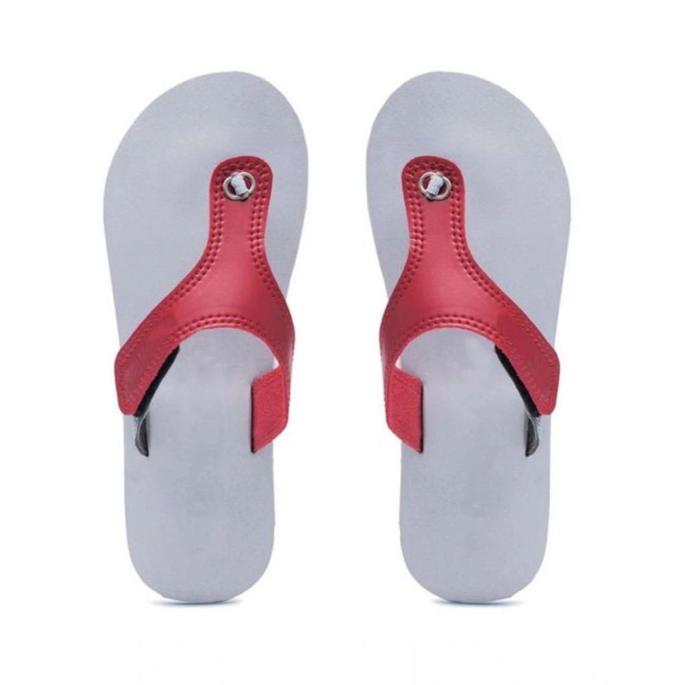 Generic Unisex Rubber Lightweight T-Style Slippers (Maroon) - Image 2