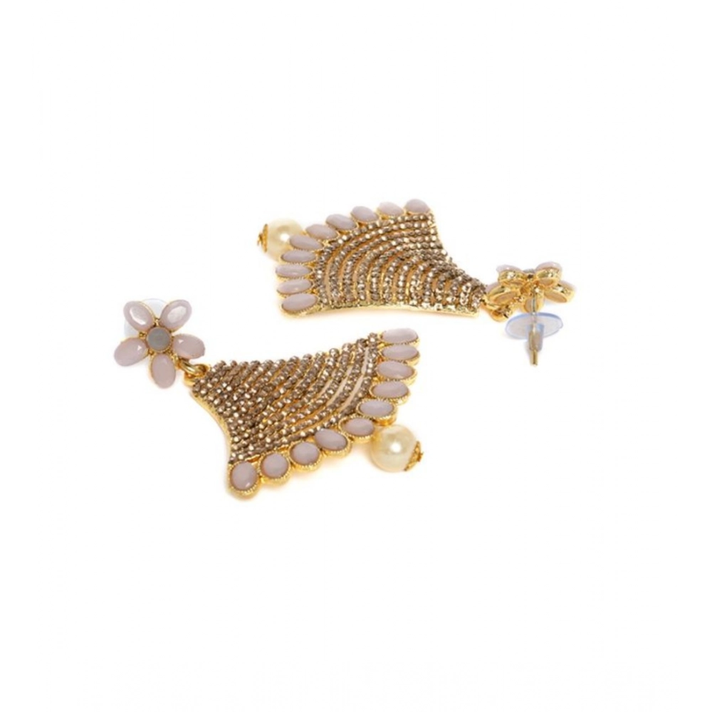 Generic Women's Rose Gold Plated Alloy Earrings (Gold) - Image 4