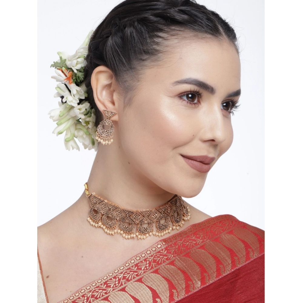 Generic Women's Rose Gold Plated Alloy Necklace & Earings Set (Gold) - Image 3