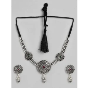 Generic Women's Rose Gold Plated Alloy Necklace & Earings Set (Silver)