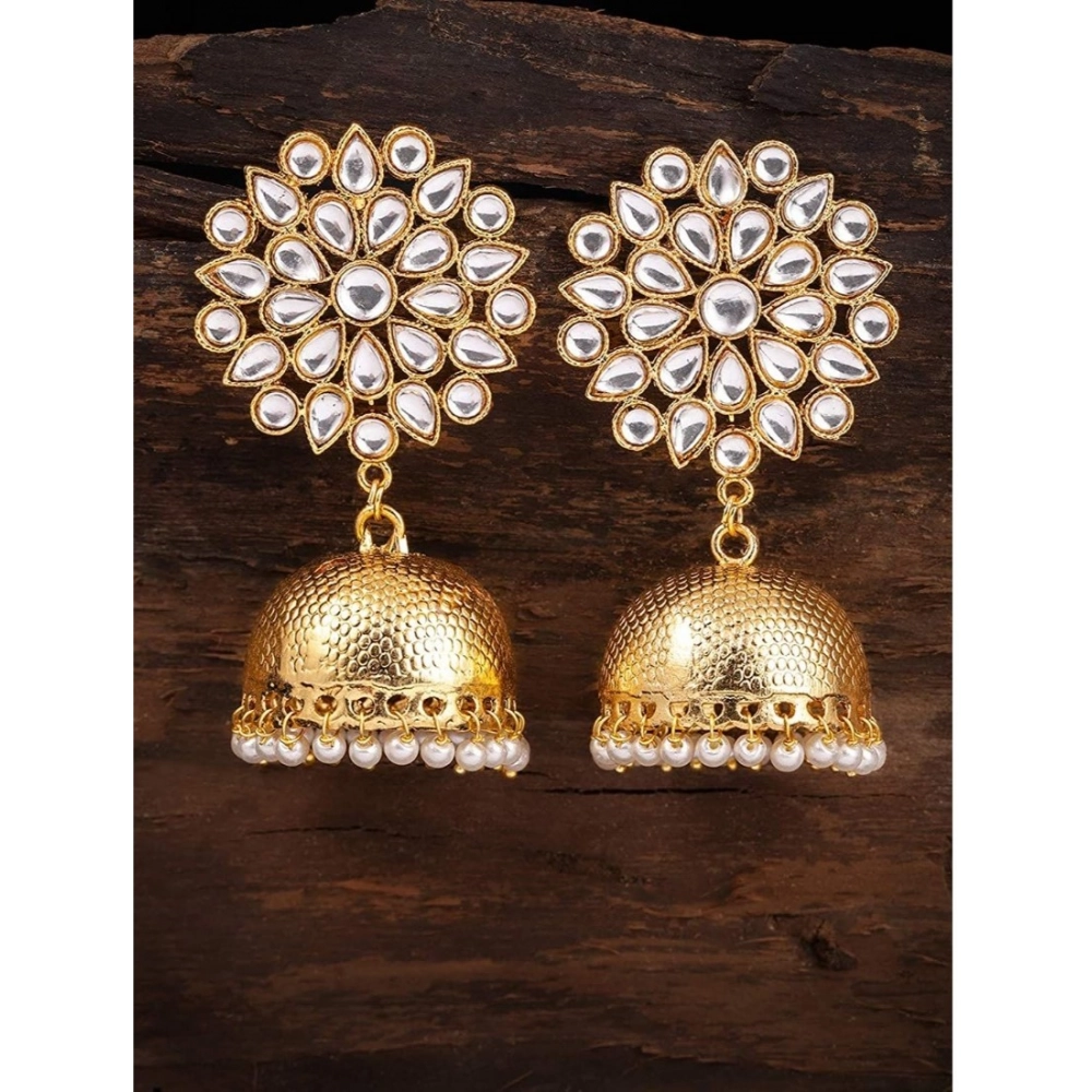 Generic Women's Rose Gold Plated Alloy Earrings (White) - Image 2