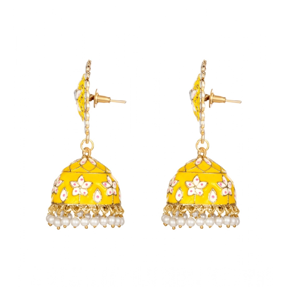 Generic Women's Rose Gold Plated Alloy Earrings (Yellow) - Image 2