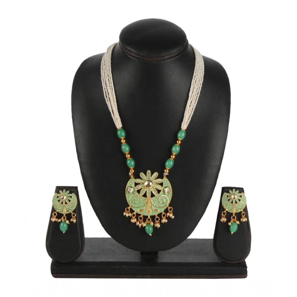 Generic Women's Rose Gold Plated Alloy Necklace & Earings Set (Green) - Image 5