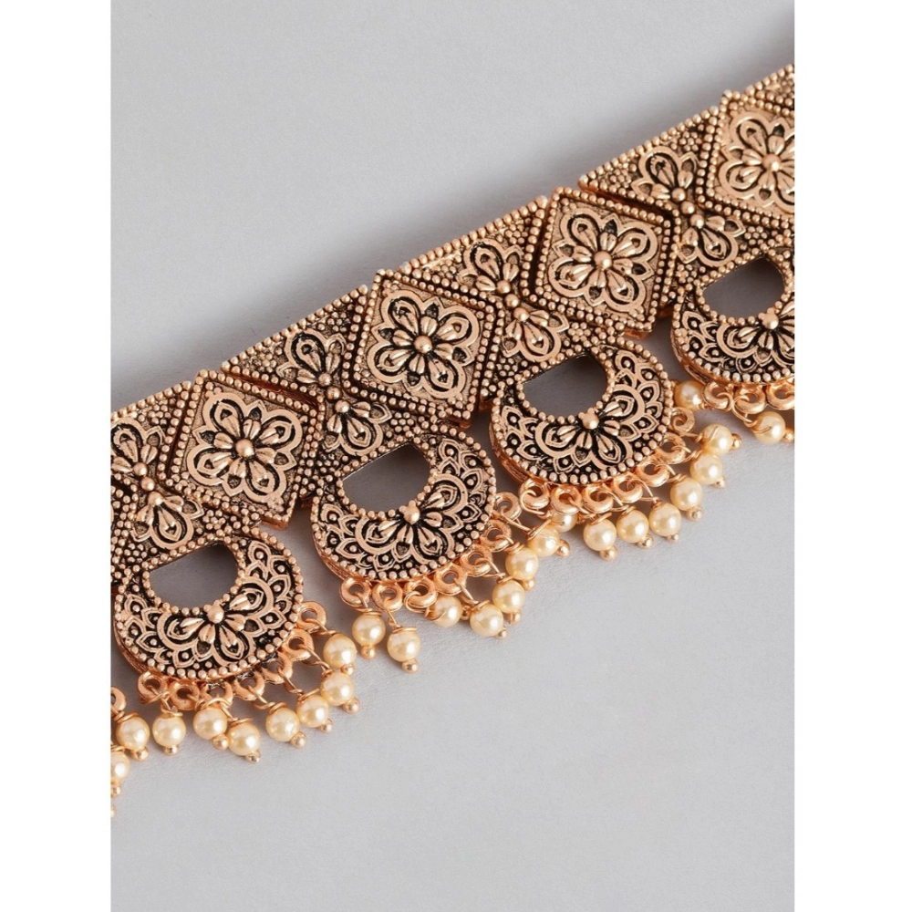 Generic Women's Rose Gold Plated Alloy Necklace & Earings Set (Gold) - Image 2