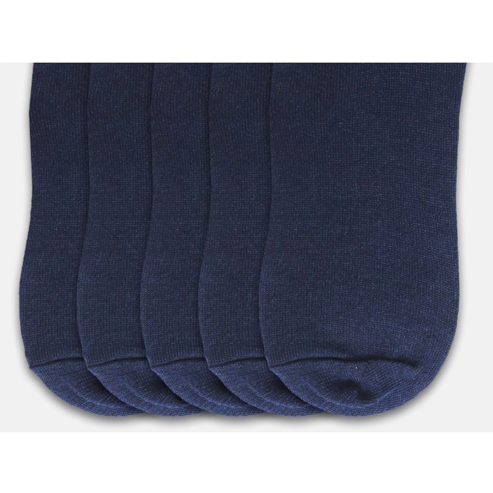 Generic 5 Pairs Unisex Casual Cotton Blended Solid Ankle length Socks (Navy) - Image 2