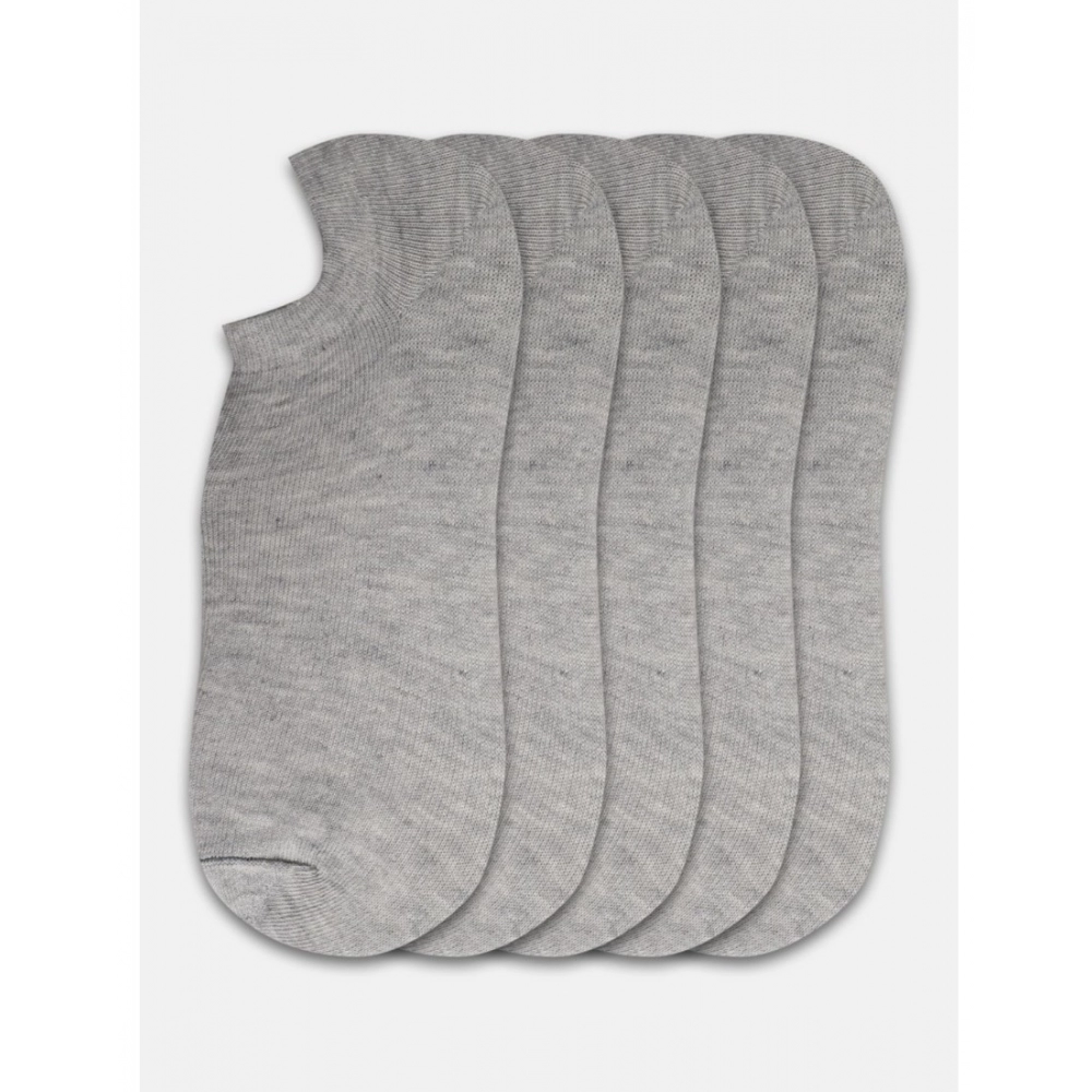 Generic 5 Pairs Unisex Casual Cotton Blended Solid Ankle length Socks (Light Grey) - Image 3