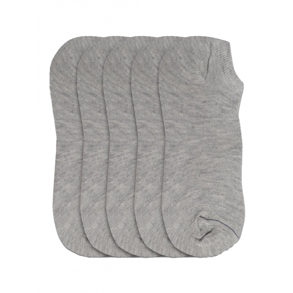 Generic 5 Pairs Unisex Casual Cotton Blended Solid Ankle length Socks (Light Grey)