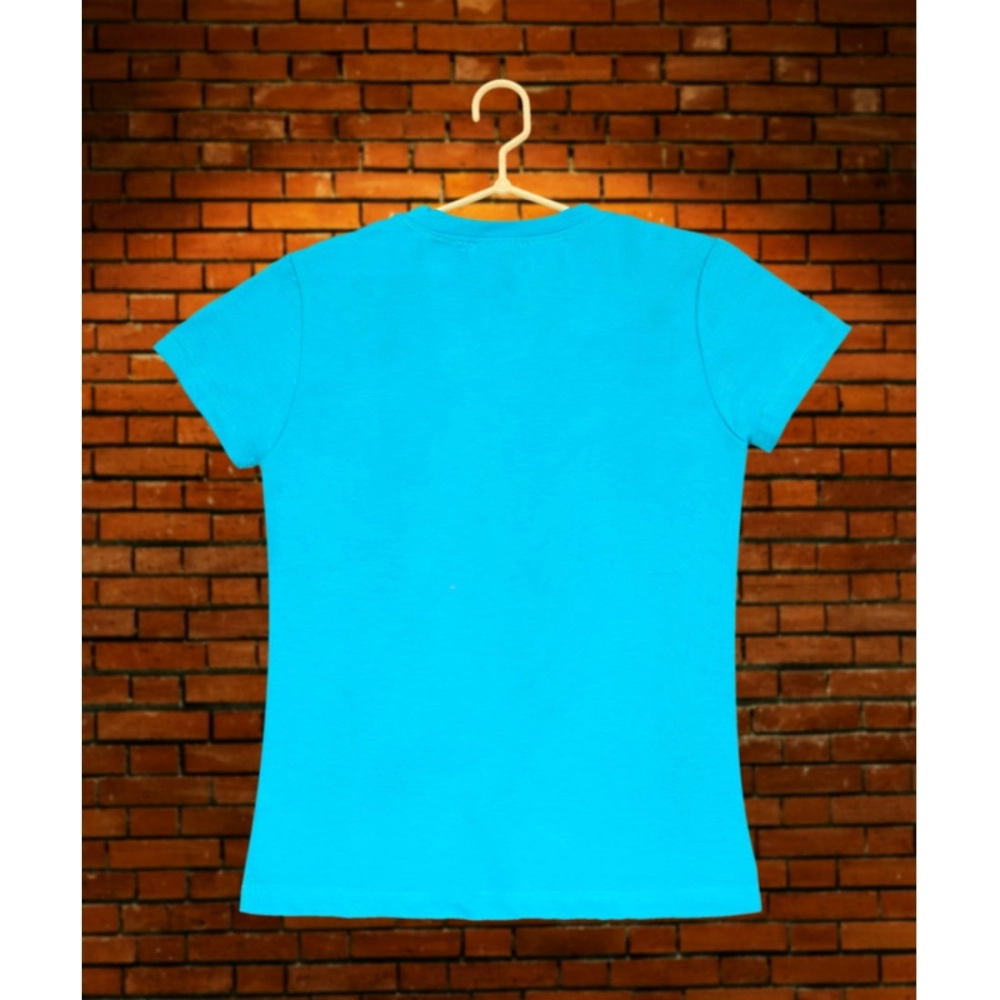 Generic Girl's Casual Short Sleeve Pom Pom Balls Cotton T Shirt (Blue) - Image 3