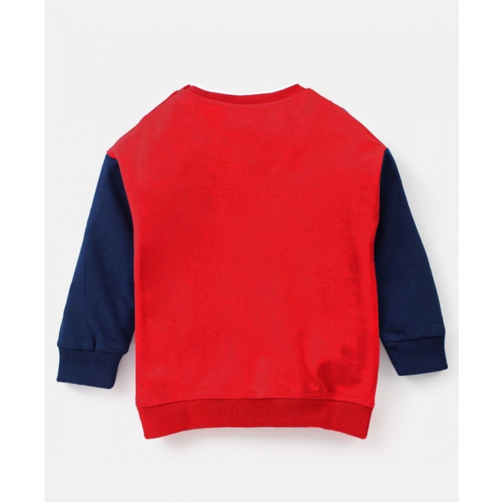Generic Boy's Casual Full Sleeve Printed Cotton T Shirt With Pant (Red) - Image 2