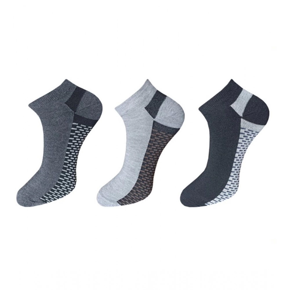 Generic 3_Pair Set Unisex Casual Cotton Solid Ankle Length Socks (Multicolor)