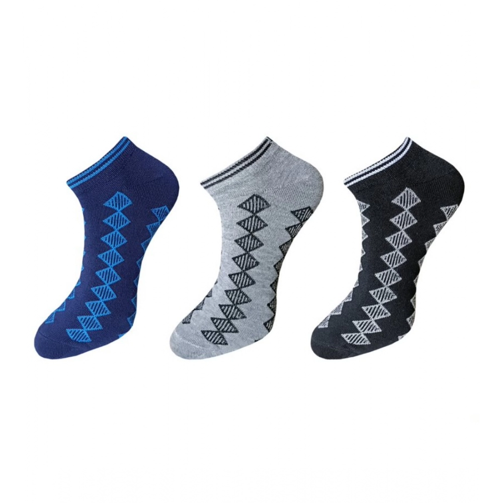 Generic 3_Pair Set Unisex Casual Cotton Printed Ankle Length Socks (Multicolor)