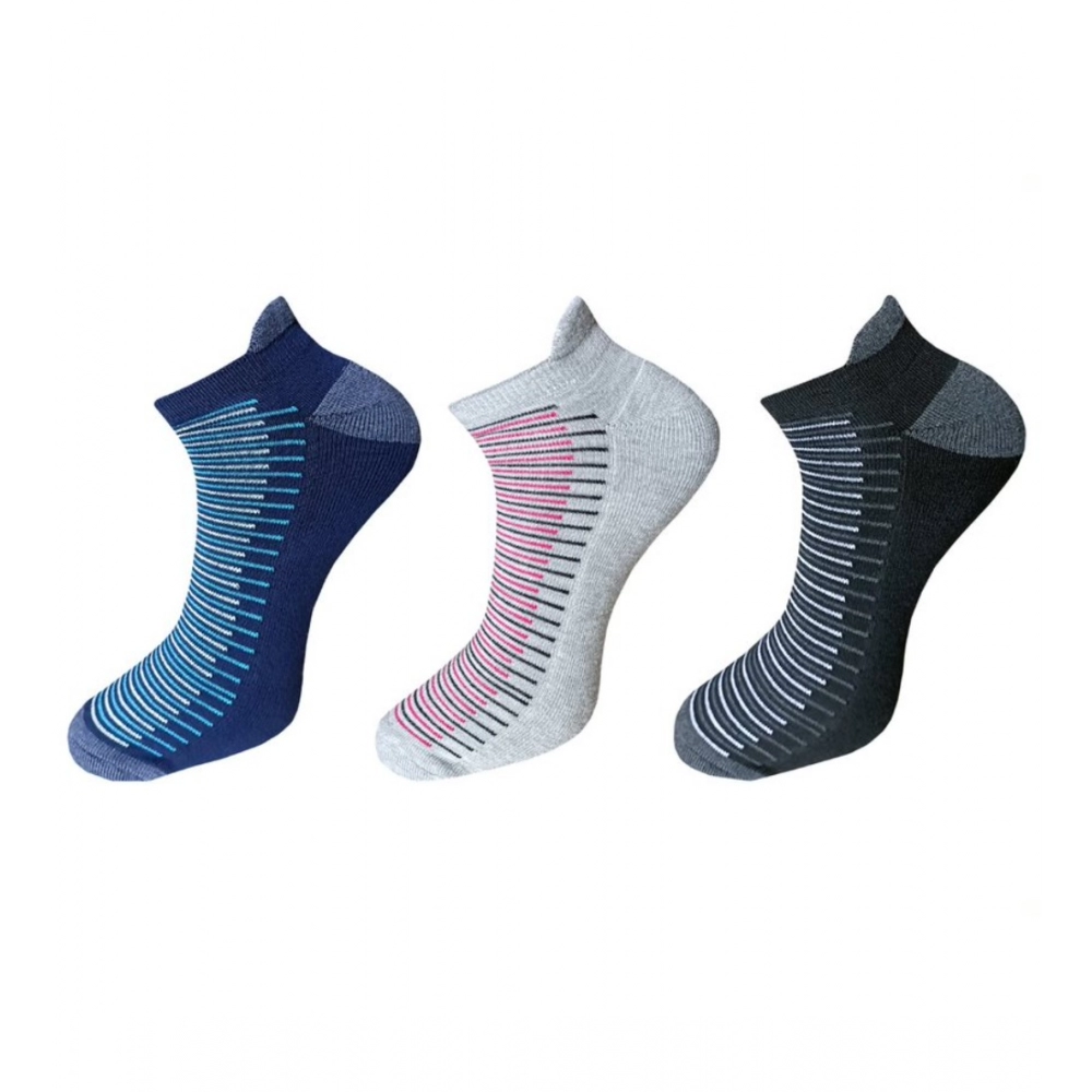Generic 3_Pair Set Unisex Casual Cotton Striped Ankle Length Socks (Multicolor)