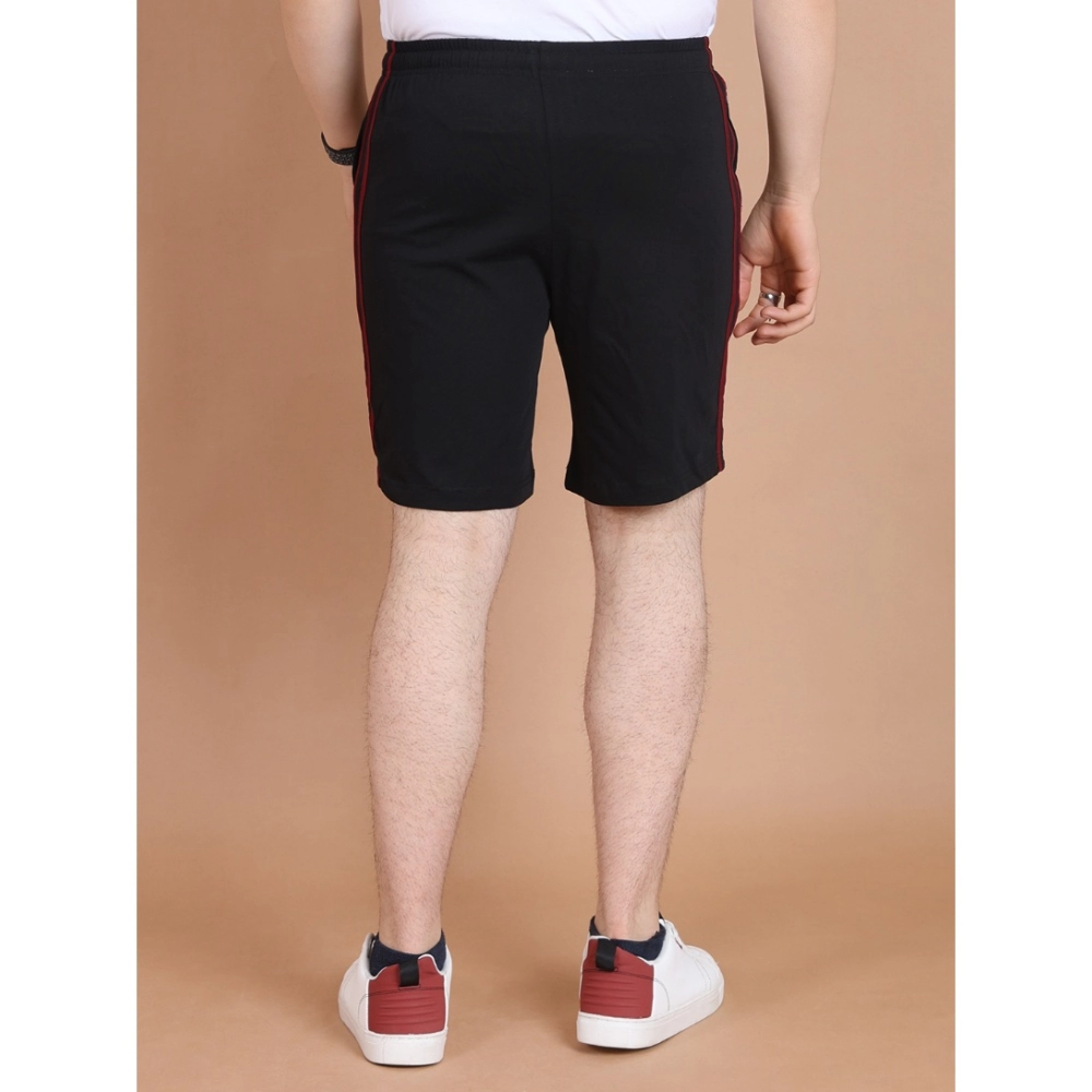 Generic Men's Casual Cotton Striped Above knee Shorts (Black) - Image 2