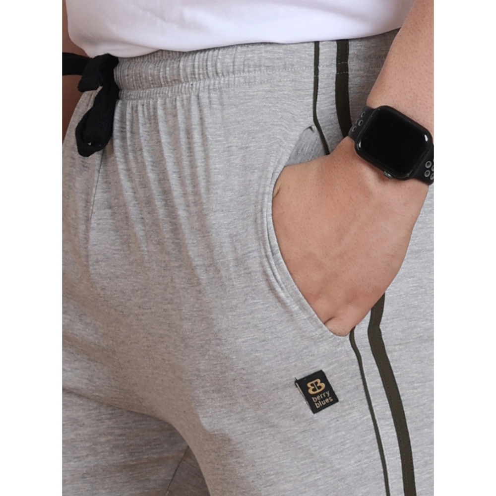 Generic Men's Casual Cotton Striped Full Length Track Pant (Greymelange) - Image 6